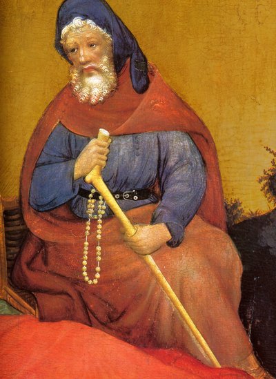 Dortmund, Marienkirche, Konrad von Soest, Marienaltar, mittlere Tafel, Detail (Josef) von Conrad von Soest